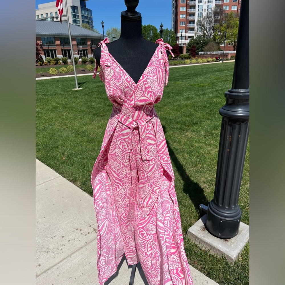 Summer Wide Leg Split Flowy Jumpsuit pit to pit 18in to 21in ONE SIZE fits S/M/L